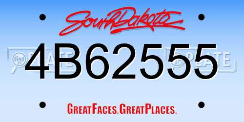 4B62555 South Dakota License Plate
