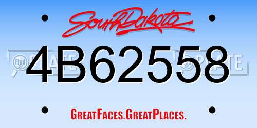 4B62558 South Dakota License Plate