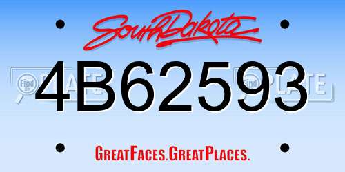 4B62593 South Dakota License Plate