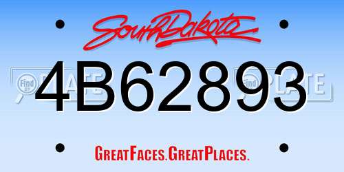 4B62893 South Dakota License Plate