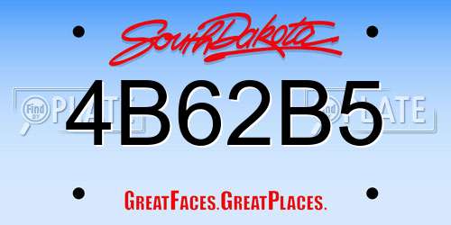 4B62B5 South Dakota License Plate