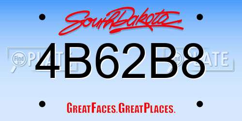 4B62B8 South Dakota License Plate