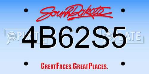 4B62S5 South Dakota License Plate