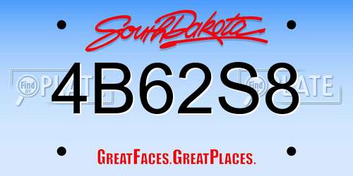 4B62S8 South Dakota License Plate
