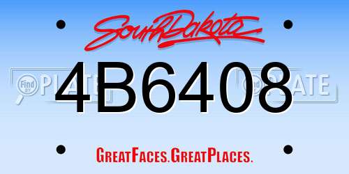 4B6408 South Dakota License Plate