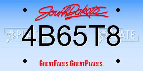 4B65T8 South Dakota License Plate