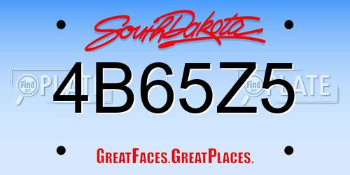 4B65Z5 South Dakota License Plate