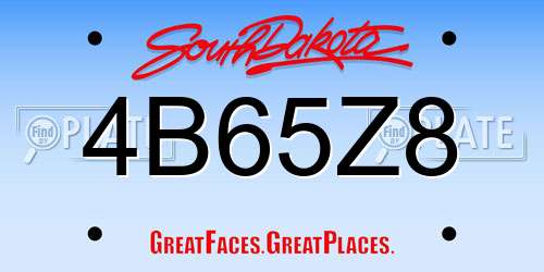 4B65Z8 South Dakota License Plate