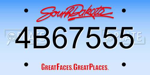 4B67555 South Dakota License Plate