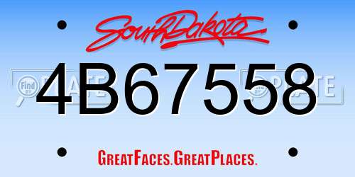 4B67558 South Dakota License Plate