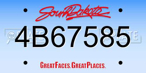 4B67585 South Dakota License Plate