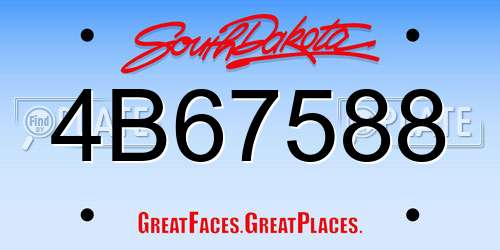 4B67588 South Dakota License Plate