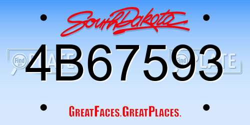 4B67593 South Dakota License Plate