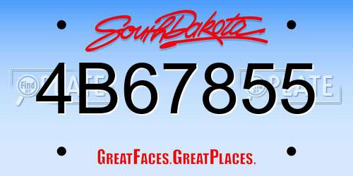 4B67855 South Dakota License Plate