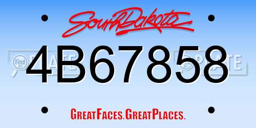 4B67858 South Dakota License Plate