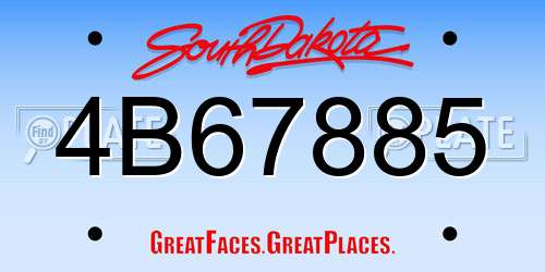 4B67885 South Dakota License Plate