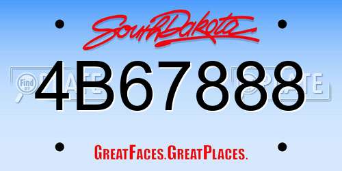 4B67888 South Dakota License Plate