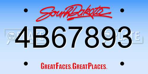4B67893 South Dakota License Plate