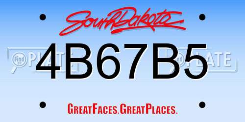 4B67B5 South Dakota License Plate