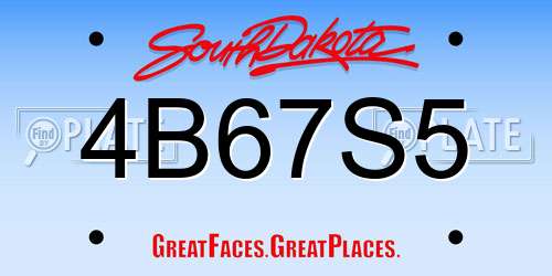 4B67S5 South Dakota License Plate