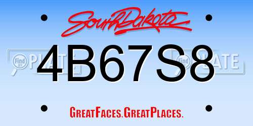 4B67S8 South Dakota License Plate