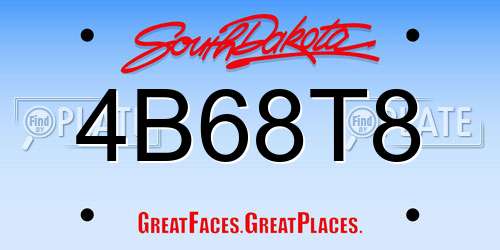 4B68T8 South Dakota License Plate