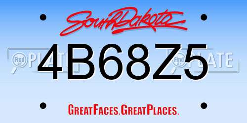 4B68Z5 South Dakota License Plate