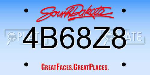 4B68Z8 South Dakota License Plate