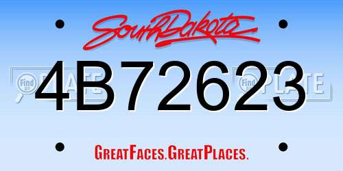 4B72623 South Dakota License Plate