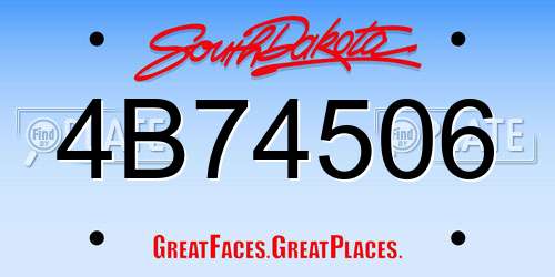 4B74506 South Dakota License Plate
