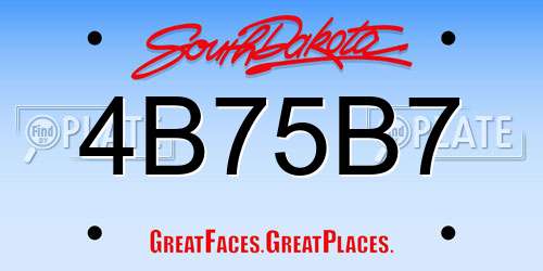 4B75B7 South Dakota License Plate