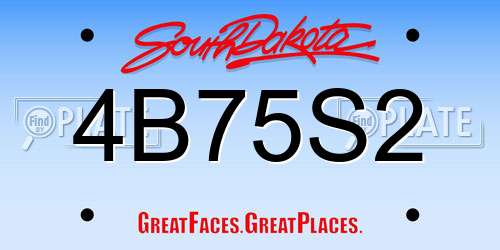 4B75S2 South Dakota License Plate