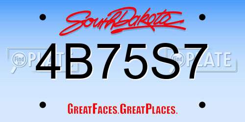 4B75S7 South Dakota License Plate