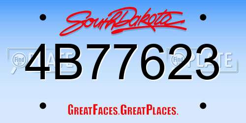 4B77623 South Dakota License Plate