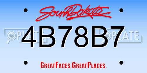 4B78B7 South Dakota License Plate