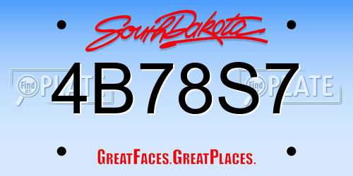4B78S7 South Dakota License Plate