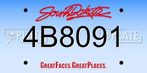 4B8091 South Dakota License Plate