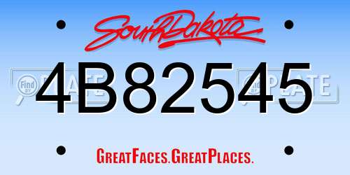 4B82545 South Dakota License Plate