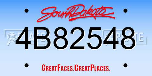 4B82548 South Dakota License Plate