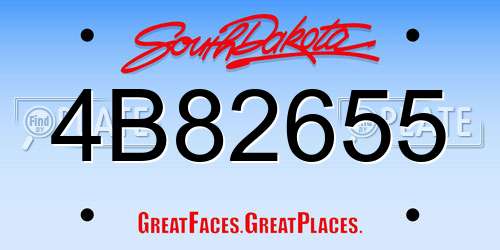 4B82655 South Dakota License Plate