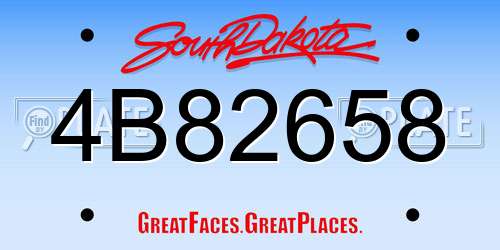 4B82658 South Dakota License Plate