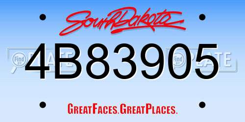 4B83905 South Dakota License Plate