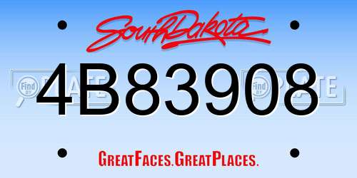 4B83908 South Dakota License Plate