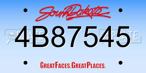 4B87545 South Dakota License Plate