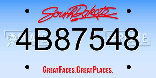4B87548 South Dakota License Plate