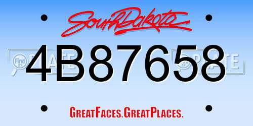 4B87658 South Dakota License Plate
