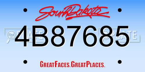 4B87685 South Dakota License Plate