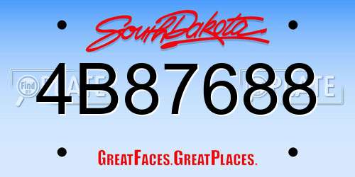 4B87688 South Dakota License Plate