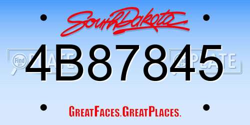 4B87845 South Dakota License Plate