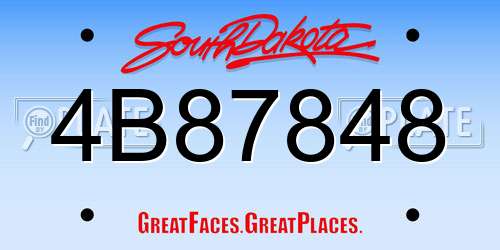4B87848 South Dakota License Plate